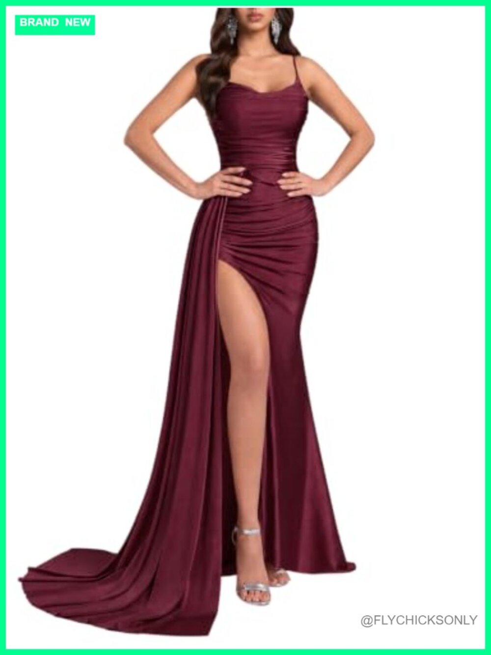 Sleeveless Bodycon Prom Maxi Dress Spaghetti Strap Formal Evening Gown Slit